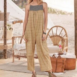 Sundance yemi boho striped tan jumpsuit